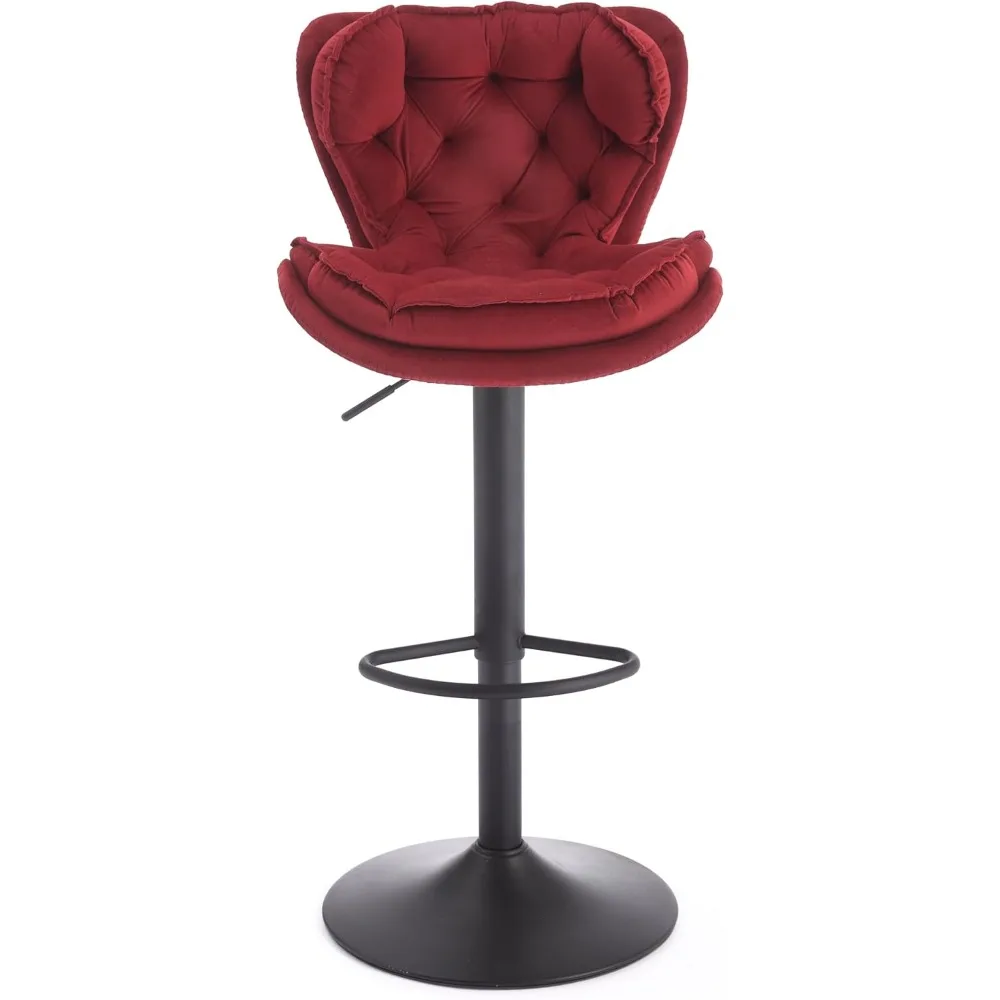 مقعد مرتفع بارتفاع حانة دوارة حديثة، كرسي طعام عالي مع مقعد مخملي، مسند ظهر، مقعد طاولة هيدروليكي بدون ذراع