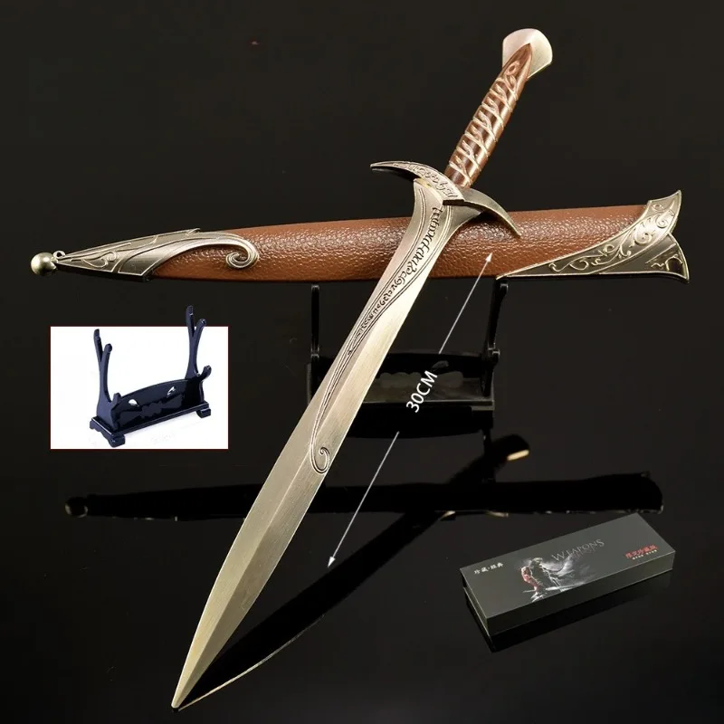 Juego de Lord of Rings de 30cm, arma periférica, modelo de espada de espina, artesanía totalmente de metal, espada de juguete, caja de regalo para colección, regalos para amigos