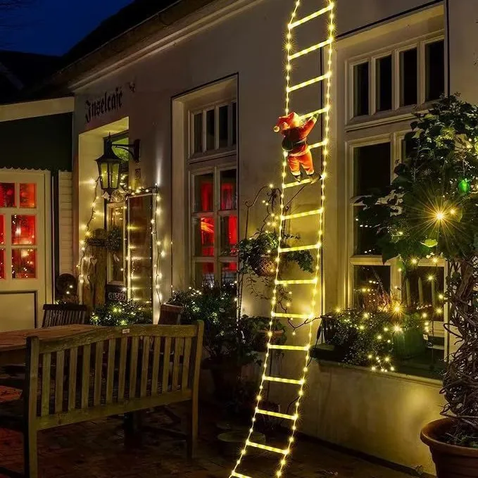 Santa Climbing Ladder String Lights with - USB-Powered, 8 Lighting Modes- Perfect for Christmas Party Decorations