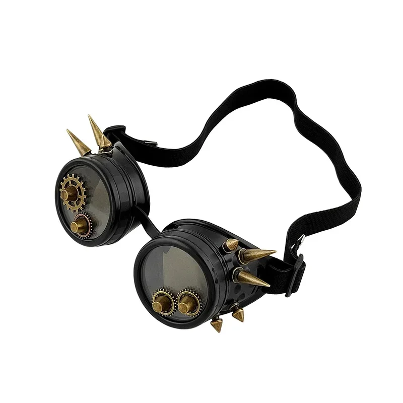 Herren Niet Vintage Steampunk Gothic Maske Gas Skelett Zahnräder Maskerade mit Brille Cosplay Kostüm