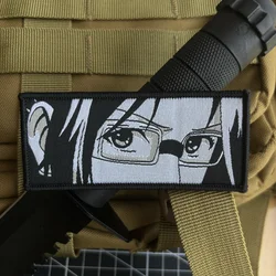 Hange Zoe Morale Badge Anime Girl Eyes Patches Hook and Loop Attack on Titan Patch Woven Label Tactical Backpack Sticker