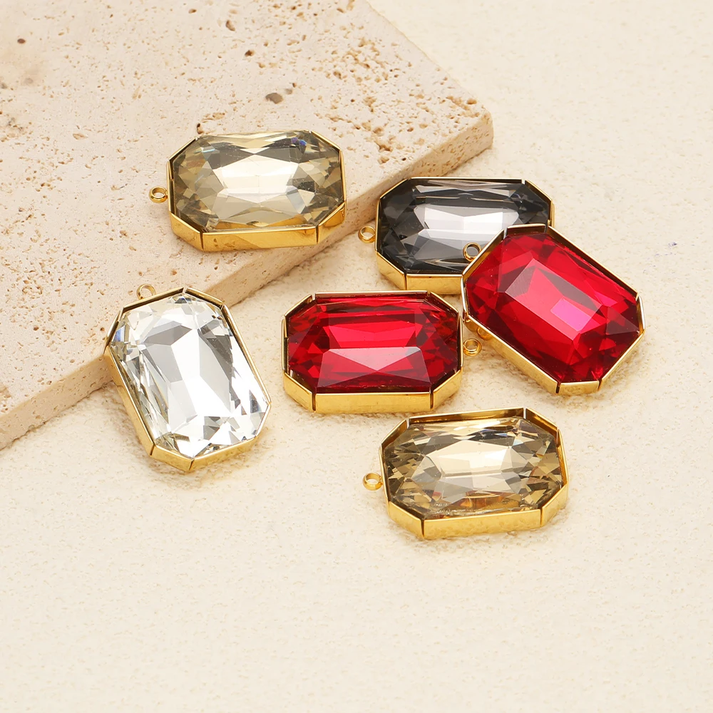 4 Stück Edelstahl-Kristallglas-Anhänger für Halsketten, Anhänger für DIY-Schmuck, Kleidungsherstellung, Damen-Ohrringe, Armbänder, Zubehör – Detail 1