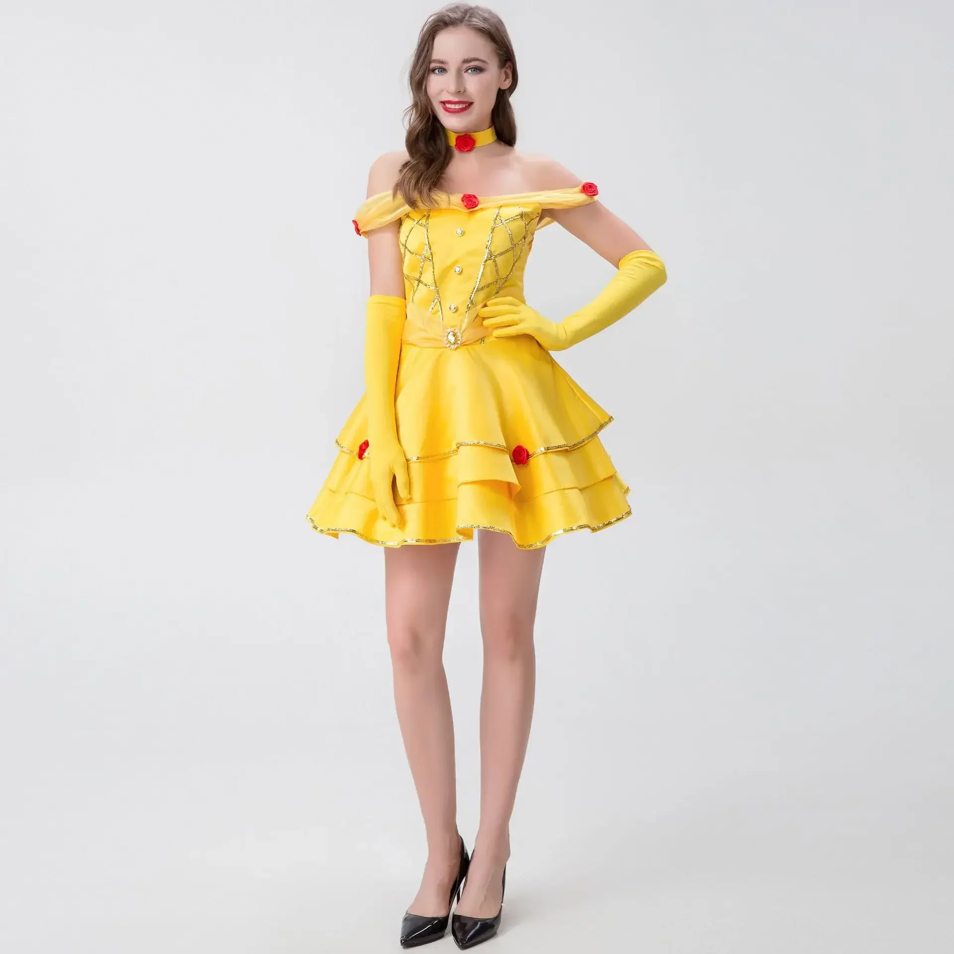 

Halloween Cosplay Belle Princess Adult Fairy Tale Costume