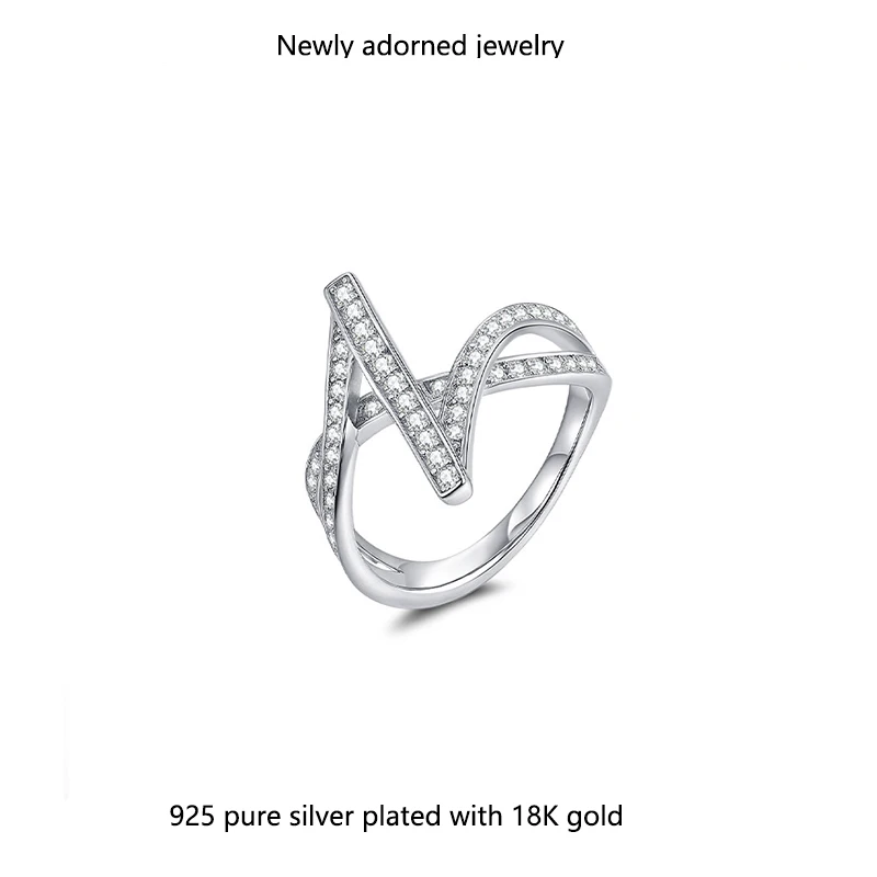 

Cross-border Moissanite stud stacking S925 silver ring, unique design, individuality, minimalist style, high-end feel ring