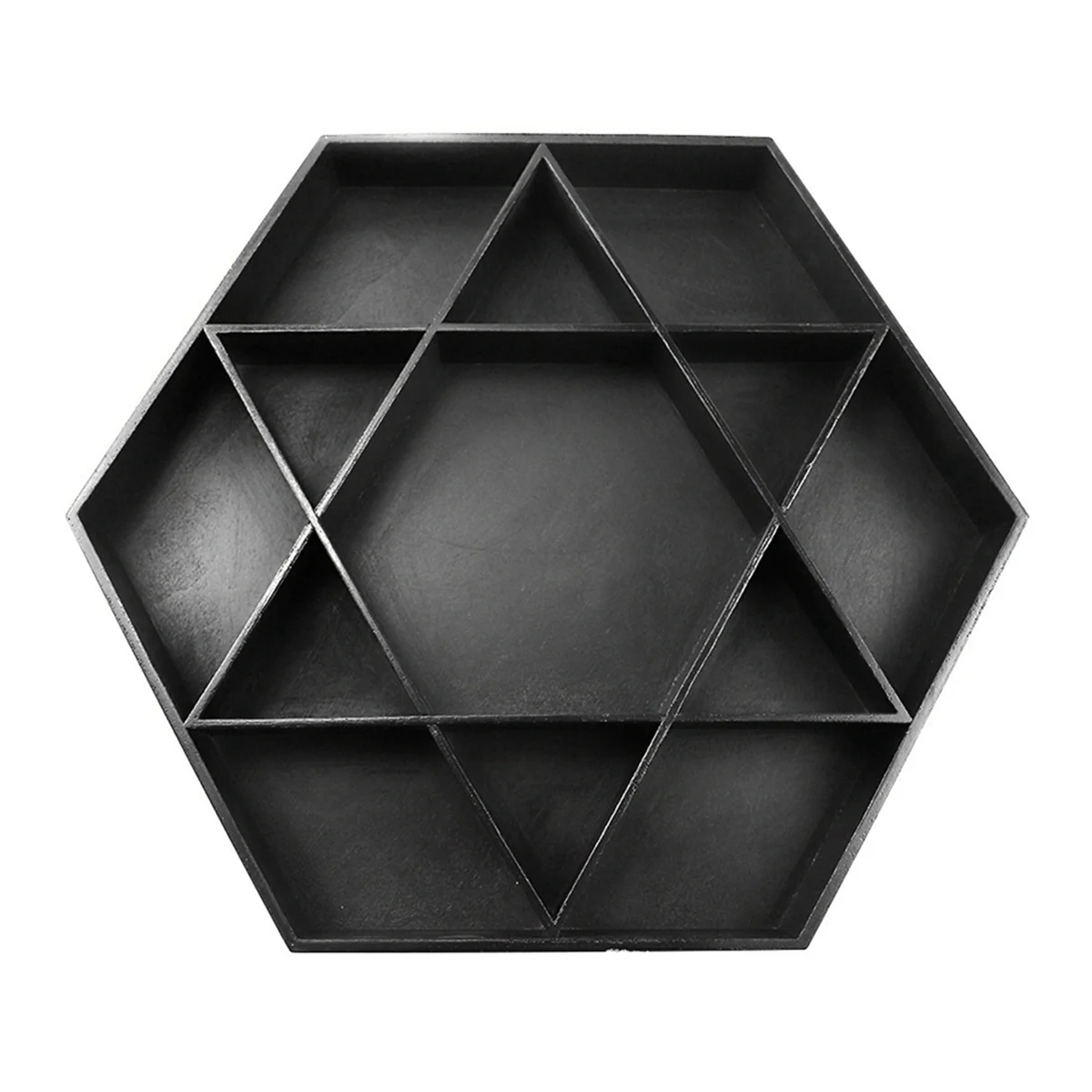 Wooden Holiday Hexagonal Star Tray for Friends, Fruit Plate Storage Box, Decorative Ornaments and Crafts Black