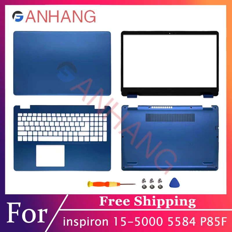 

For Inspiron 15 5584 P85F New Laptop LCD Back Cover/Front Bezel/Hinges/Palmrest/Bottom Case Rear Top Back Cover blue