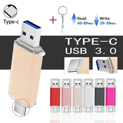 Type-C 2IN1 USB 3.0 Flash Drives 64GB Free Custom Logo Pen Drive 32GB Mini Metal Memory Stick 16GB for Samsung Phone U Dick 8GB