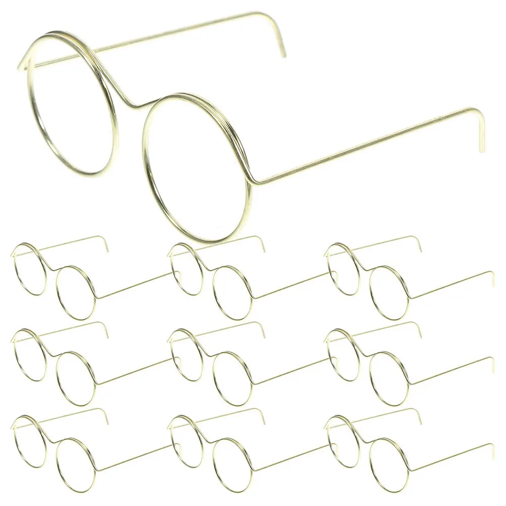 

20Pcs Mini Metal Wire Round Frameless Glasses Eyewear for Crafts Dress Up Miniature Eyeglasses Accessories Wire Glasses Frames