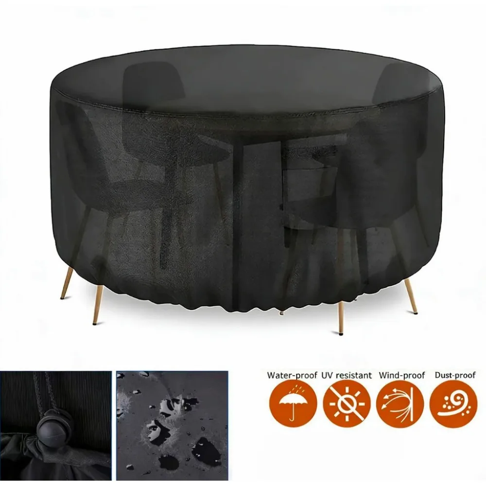 

Round Patio Furniture Cover Dust Cover Outdoor Round Table Ultimate Protection Windproof Design UV Protection Dustproof