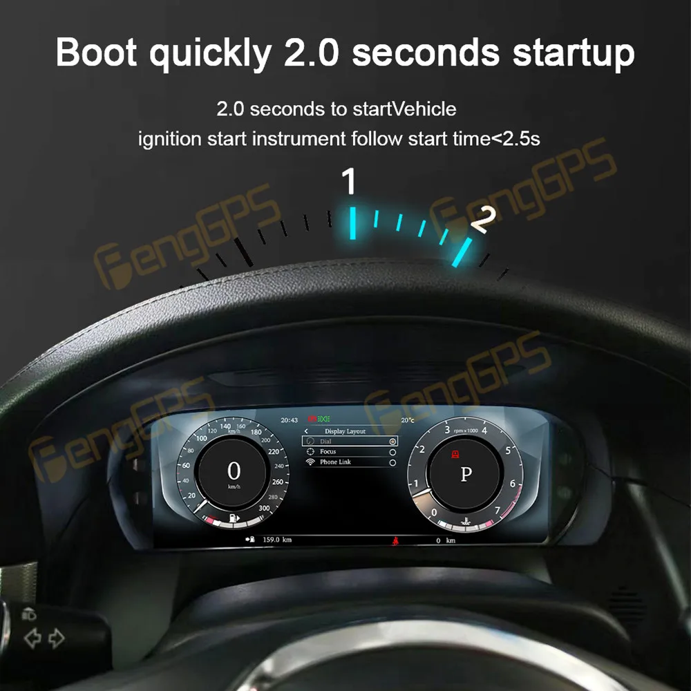 ل جاكوار XFL 2016-2019 12.3 ''سيارة LCD لوحة القيادة عداد المسافات شاشة افتراضية قمرة القيادة الرقمية العنقودية أداة عداد السرعة العرض