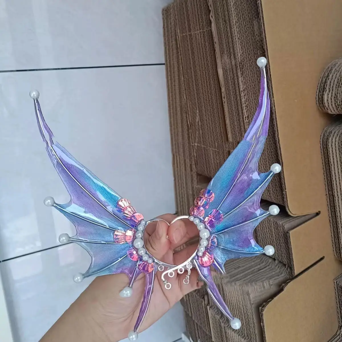 HOT!COS Mermaid Ears Gradient Shark Ears Headdress Fairy Wizard Hair Accessories Shark Ears Mermaid Props Photo Cosplay Props