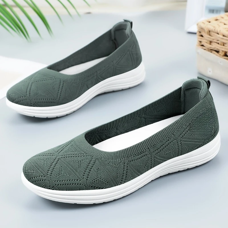 

Women Knitting Walking Shoes Slip-On Mesh Sneakers Lightweight Flat Socks Shoes Loafers Walking Sneakers for Indoor Outdoor