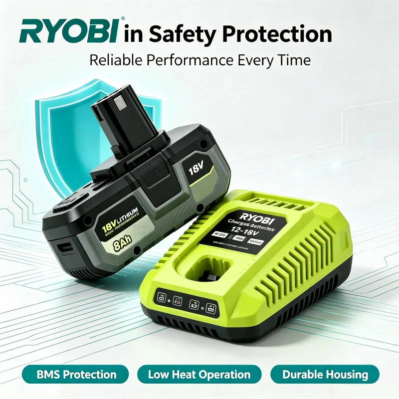 Ryobi 18V 8Ah Rechargeable Lithium Battery in 2026- Fast Charging Support, High Charging Efficiency for All 18V Series Tools