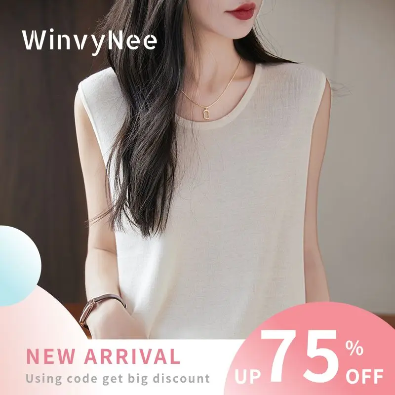 

Женская шерстяная майка WinvyNee с широким круглым вырезом, весна-осень, базовая, легкая, классическая, модная, приятная к телу, C1757024