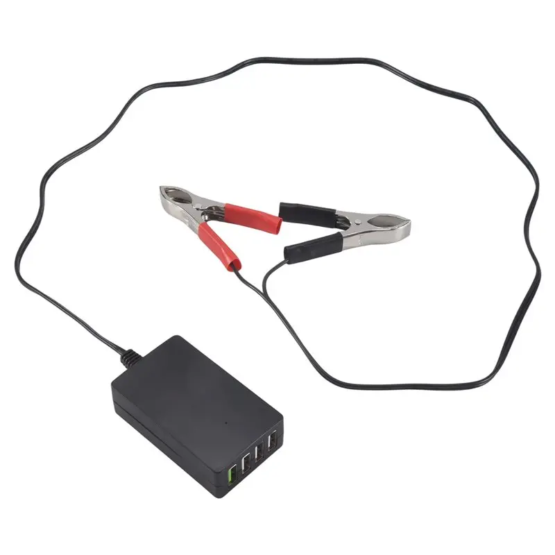 Portable DC 12V/24V To 5V 4-Port USB Usb With Battery Clip For Other Smart Phone & Tablets