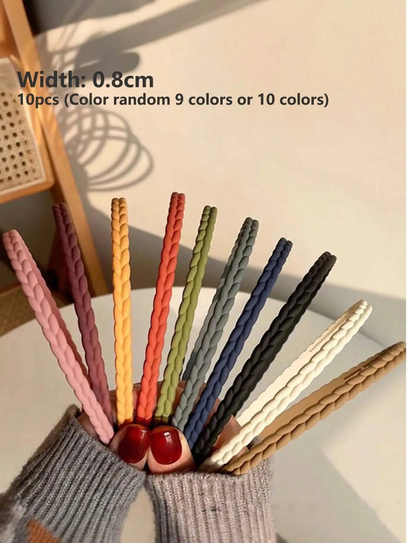 

Набор из 10 тонких женских ободков для волос, разноцветные пластиковые плетеные ободки, аксессуары для волос для женщин, пластиковые плетеные ободки с зубчиками