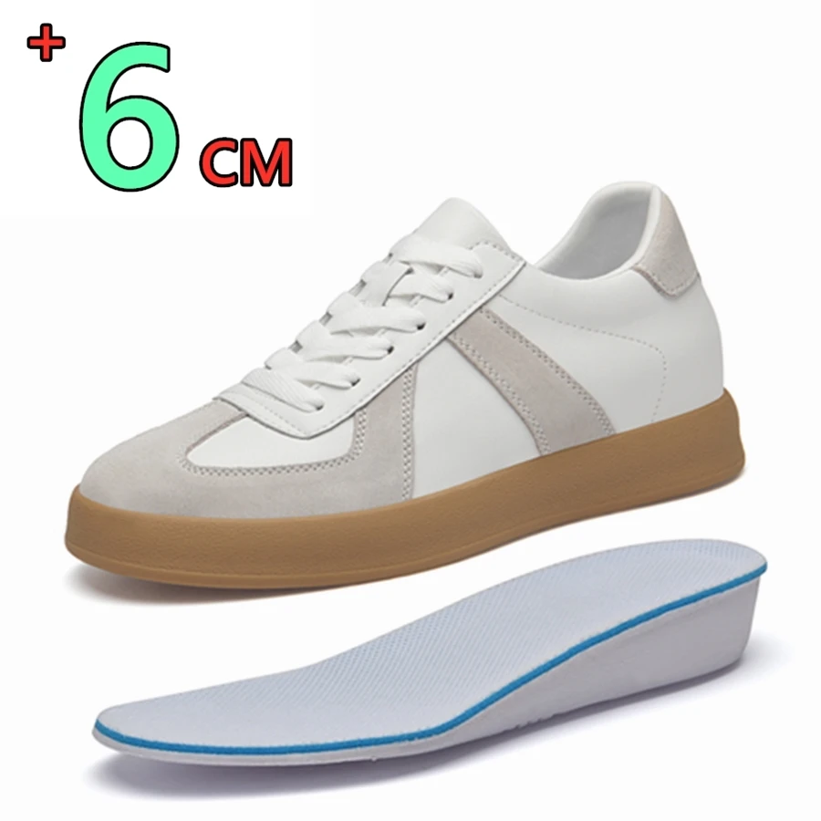 Zapatos de cuero genuino para hombre y Mujer, zapatillas deportivas informales para ocio, aumento de altura, Tenis