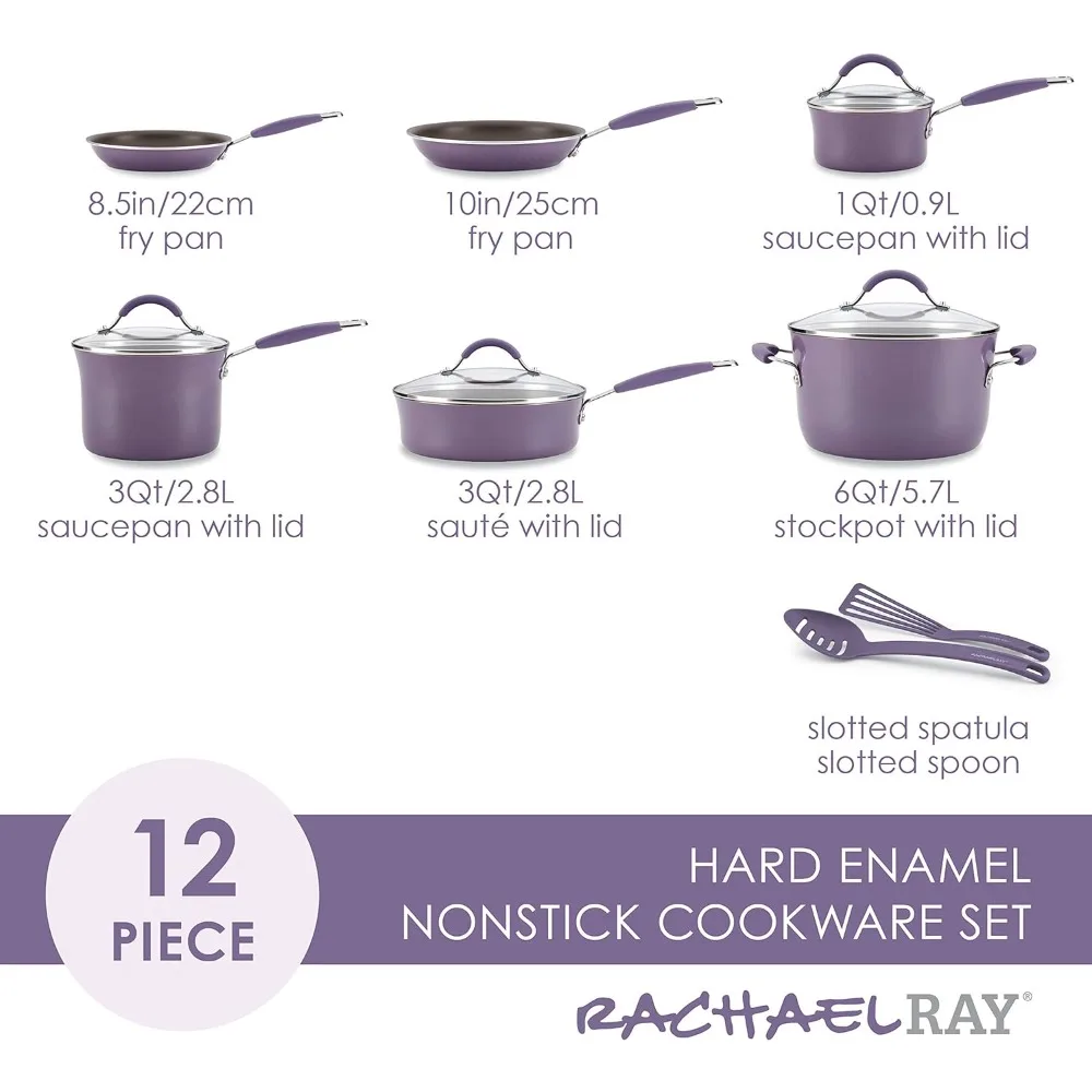 Imagem -02 - Purple Nonstick Cookware Panelas e Panelas Grupo Forno Seguro e Fácil de Limpeza Adequado para Presentear 12 Pcs