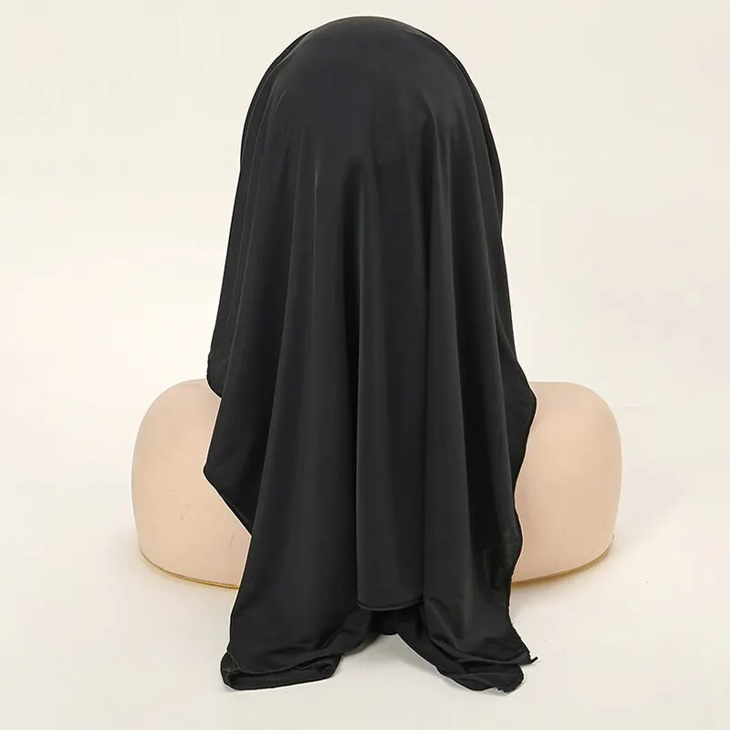 Black Niqab Face Veil Cover For Women Muslim Hijab 3 Layer Prayer Khimar Niqab Fashion Full Face Cover Headband Scarf 63*54cm