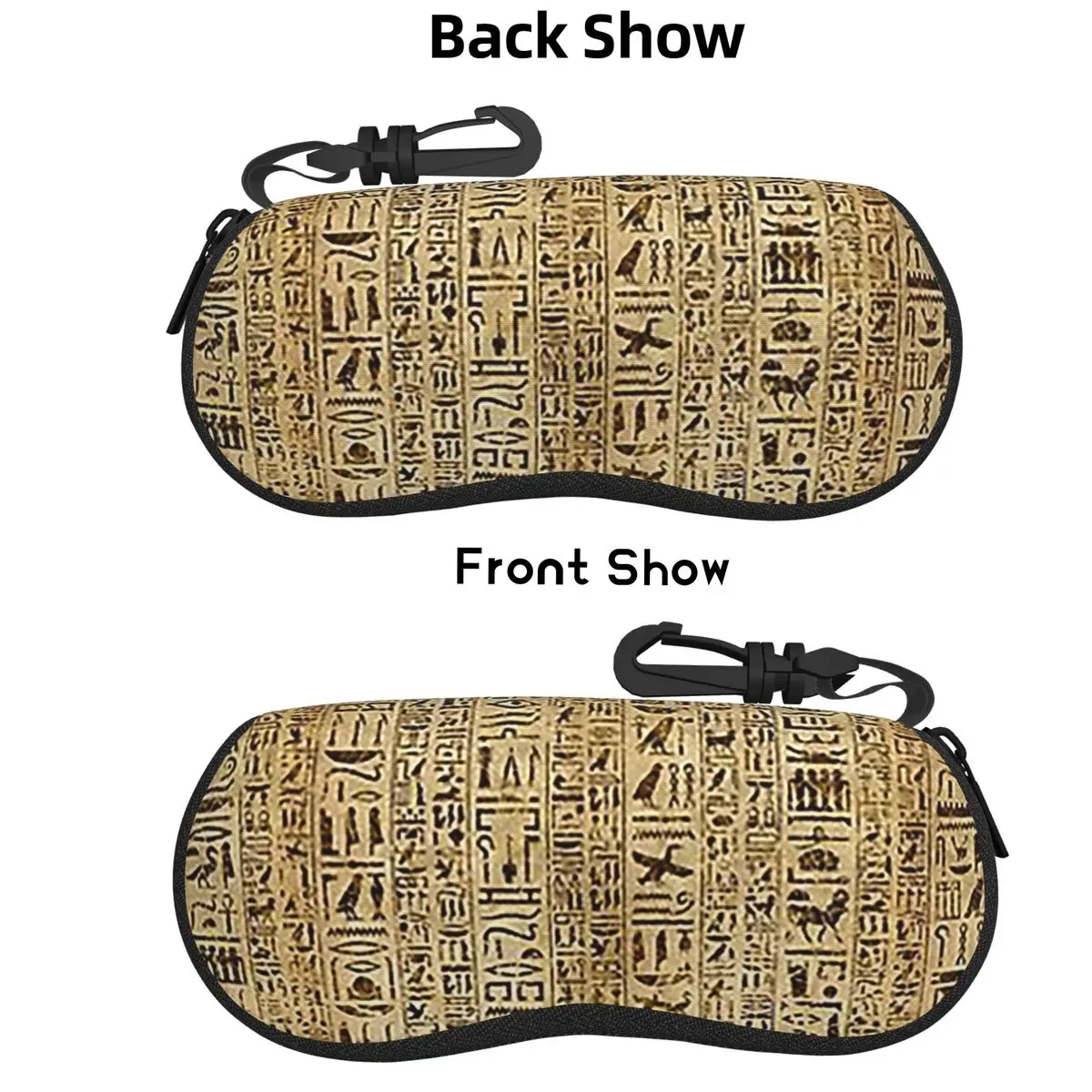 

Egyptian Hieroglyphs On Papyrus Shell Glasses Case Portable Sunglasses Box Women Men Soft Eyeglass Bag Pouch