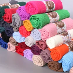 Hijab di cotone stropicciato di grandi dimensioni foulard da donna in cotone turbante musulmano avvolge la testa scialle in Musulman di lino di cotone pieghettato tinta unita
