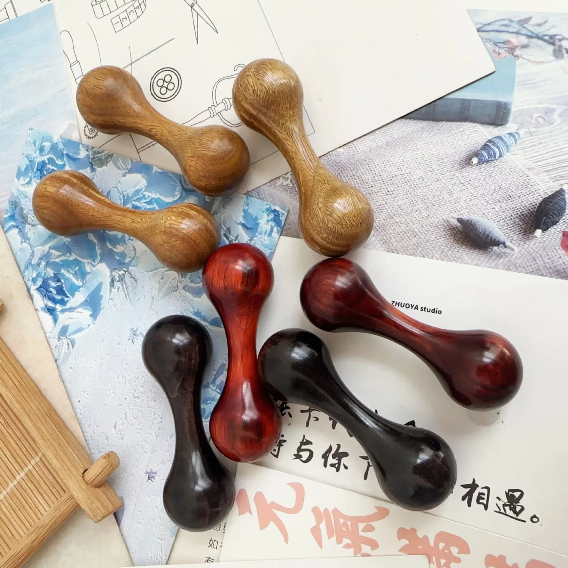 Holz Knucklebone Dekompressionsspielzeug Polieren Sandelholz Zappeln Hand Spinner Angst Stressabbau Drehen Finger Gyro Geschenk