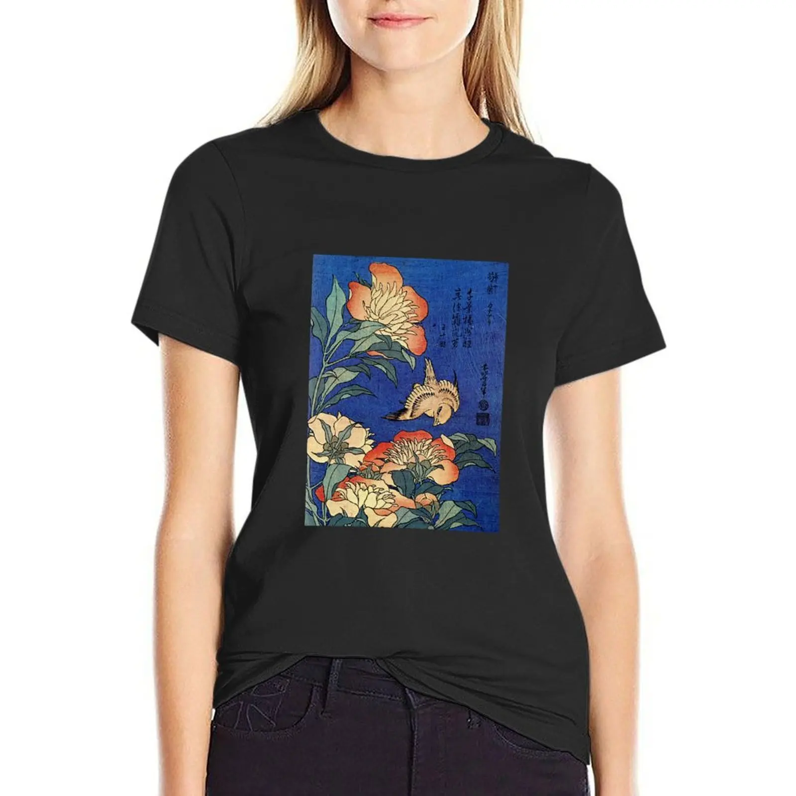 Flowers' by Katsushika Hokusai (Reproduction) T-Shirt hippie clothes anime clothes tops for Women