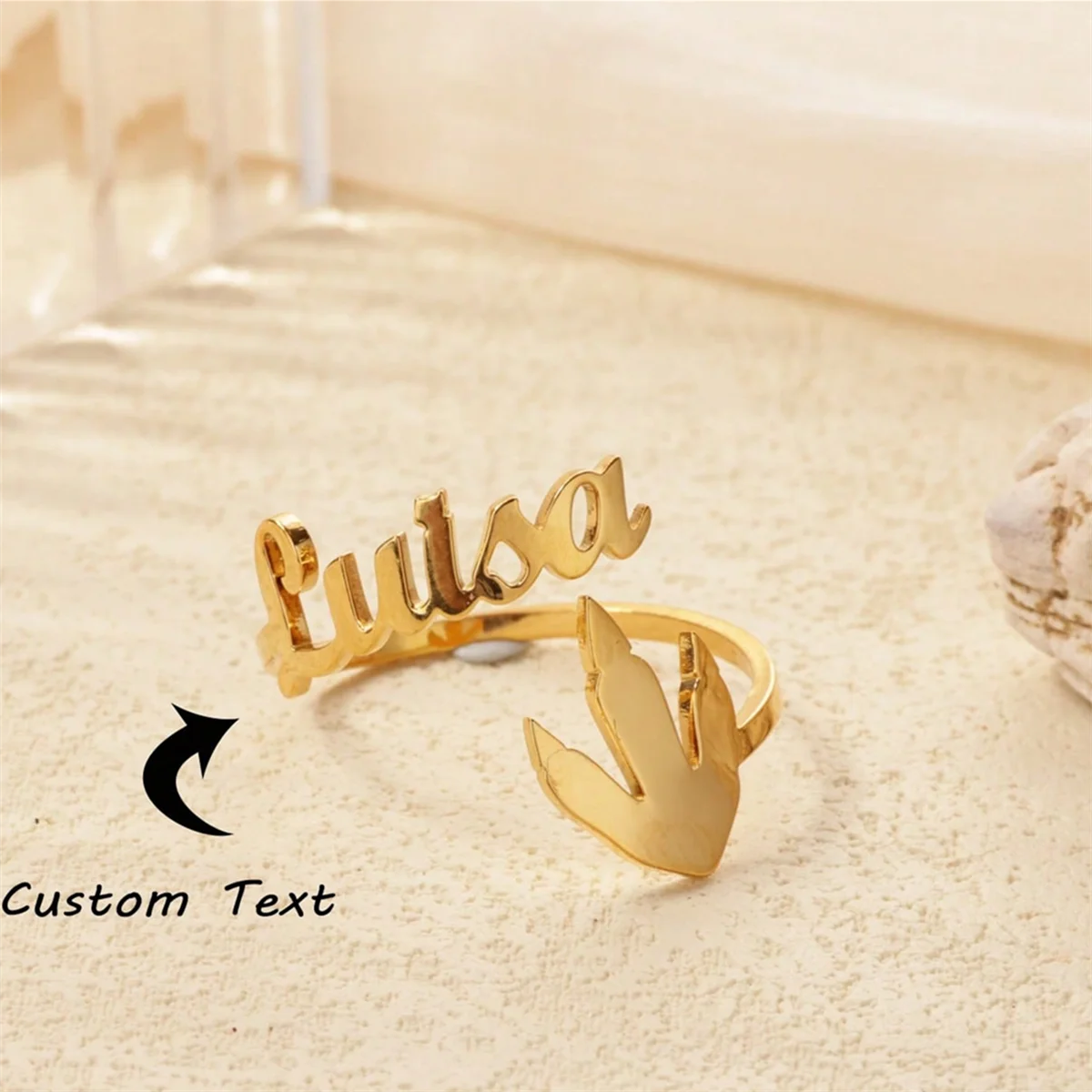 

Custom Name Rings For Women Personalized Opening Stainless Steel Ring Customized Letter Jewelry Birthday Gifts