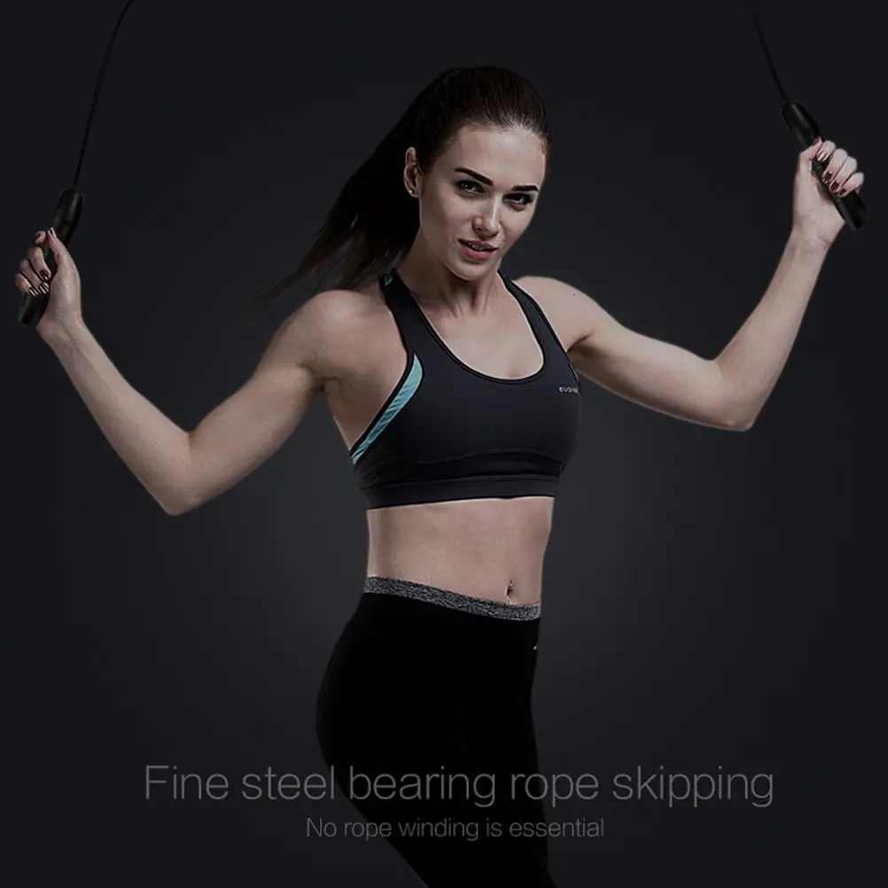 High Performance Bearing Jump Rope Black Comfortable Grip Fitness Rope Jumping Workout for Men Women Exercise