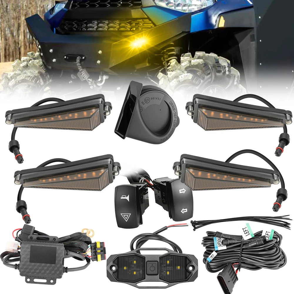 

For Can-am Maverick X3 MAX 25 Universal UTV Turn Signal Horn Street Legal Kit Triangle LED lights, UTV Dome Light Roll bar Mount