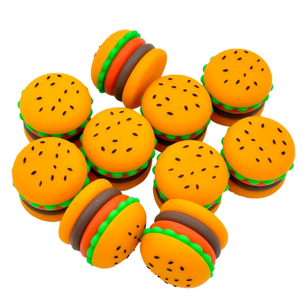 

2Pcs Hamburger Shape Silicone Jar 5ML Portable Oil Box Silicone Container Storage Box Candle Jar