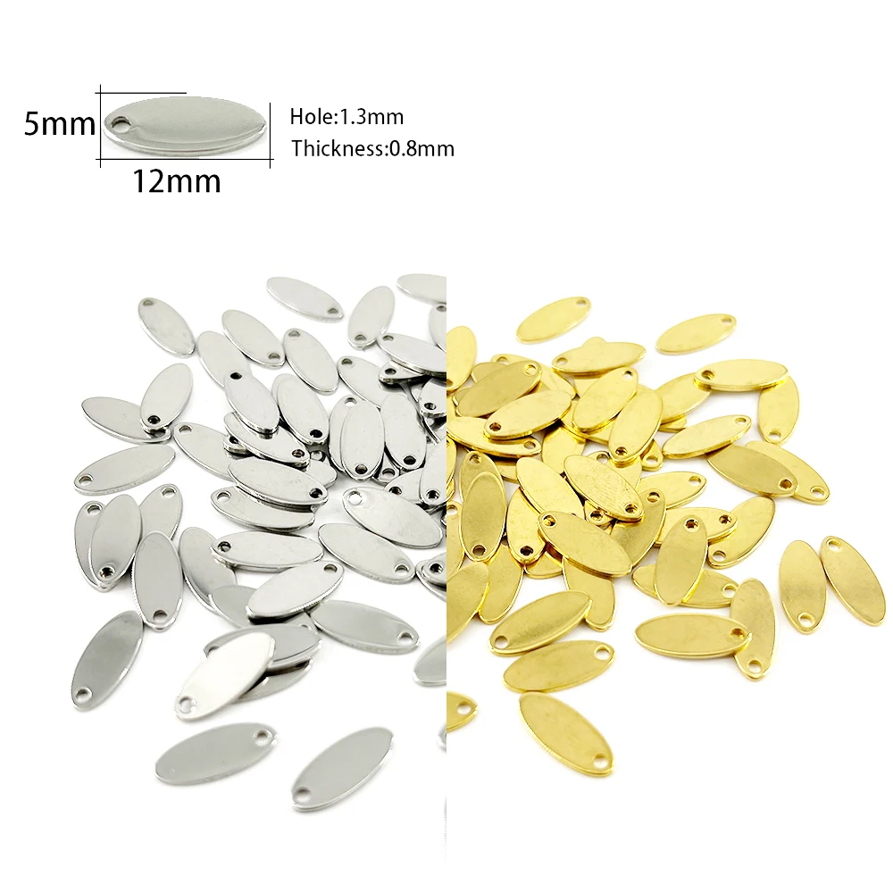100 stks/partij Custom Pandant Rvs Blank Stempelen Dog Tags Charms Staal Goud Kleur Tag Persoonlijkheid Lasergravure LOGO - afbeelding 1