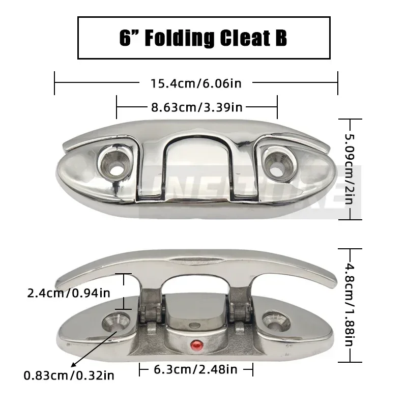 4.5/5/6/8 inch Marine Mooring Opvouwbare Cleat 316 Roestvrij Staal Hoge Spiegel Gepolijst Glanzende Boot dek Opvouwbare Cleats Onderdelen