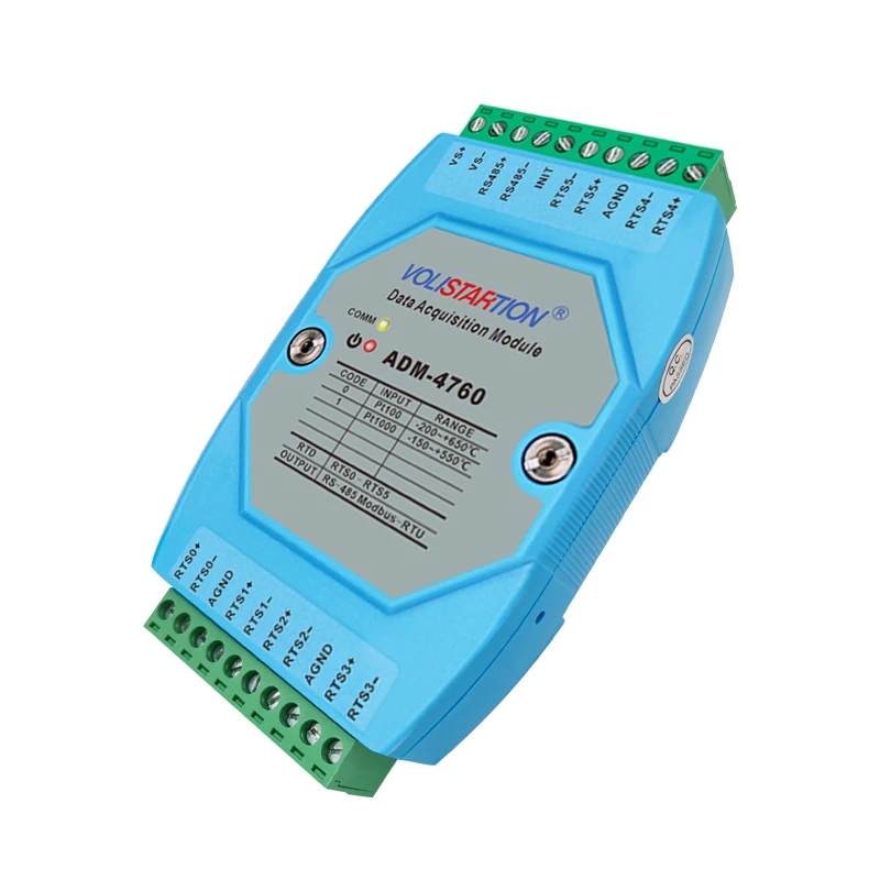 

6-канальный модуль сбора температуры Pt1000 в RS485 с протоколом MODBUS RTU ADM-4760