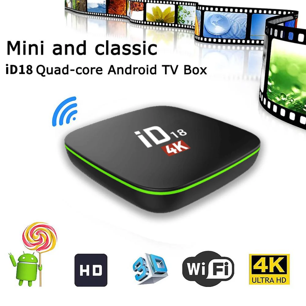 

iD18 Allwinner H3 4K Network Media Player Smart Set Top Box 2G+16GB with Wi-Fi HDMI Output Android Tv Box Free Internet Channels