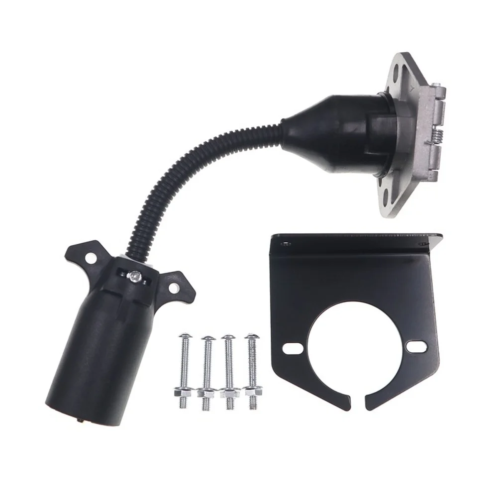 7 Way Blade To Round Socket Trailer Connector Adapter For For AMERICAN Trailers With Copper Contacts And Secure Mounting