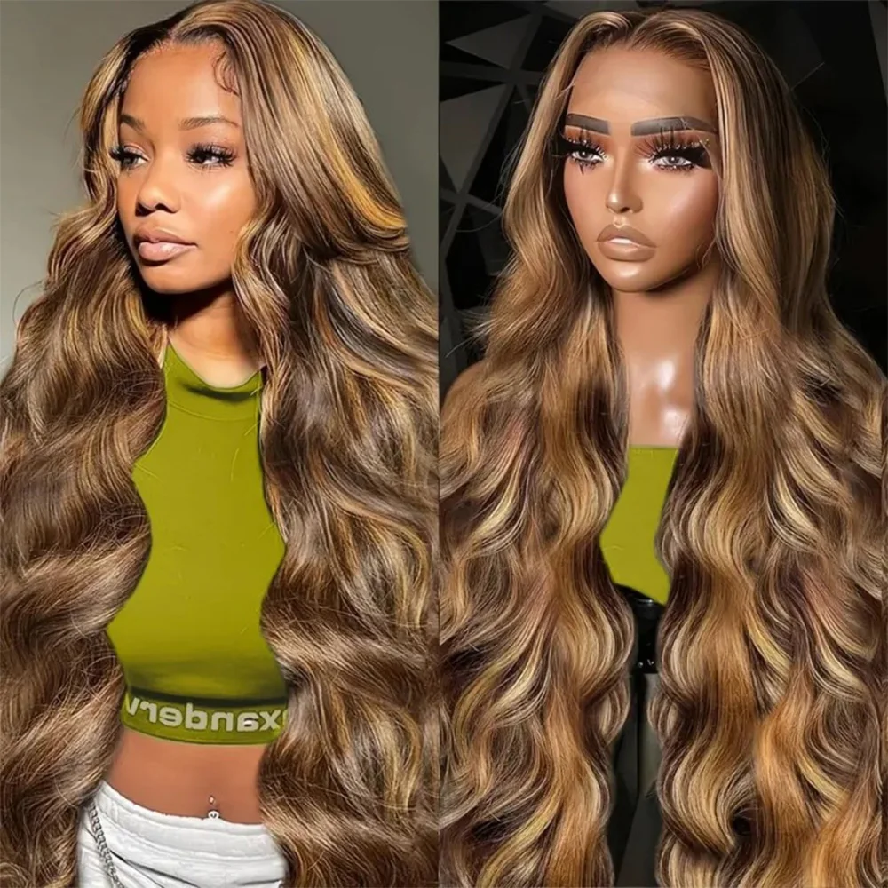 

220 Density Blonde Highlight Body Wave 13x6 HD Lace Front Wig Human Hair 13x4 Lace Frontal Wigs for Women P4/27 Wigs Brazilian