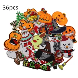 Toppe ricamate miste di natale/Halloween ferro su zucca di natale babbo natale Snowfake pupazzo di neve renna riparazione Applique cucito