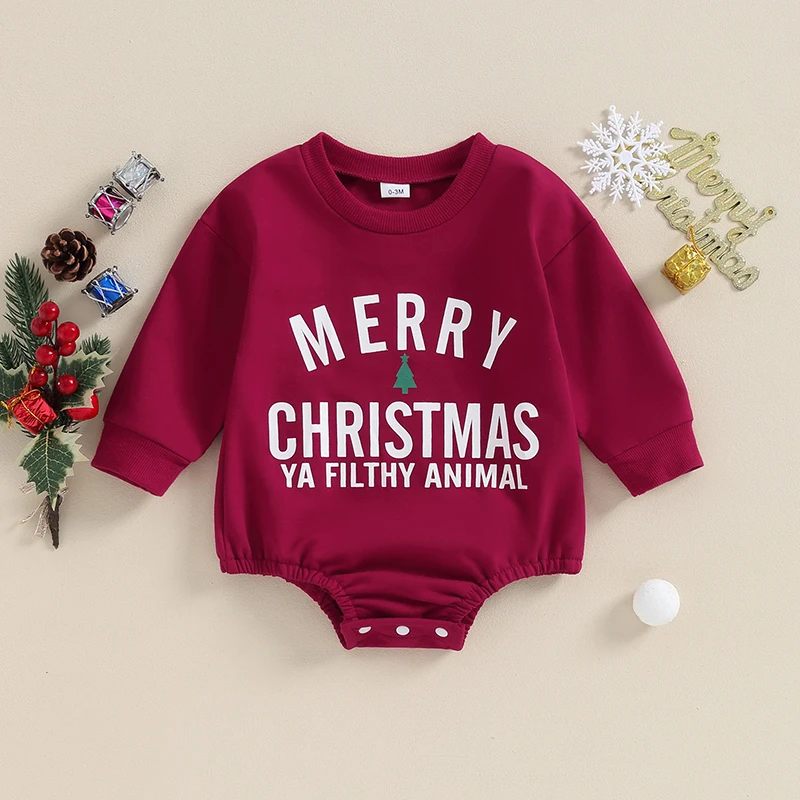 Infant Baby Christmas Reindeer Print Hooded Romper Jumpsuit Toddler Long Sleeve  Cute Xmas Outfit for Newborn