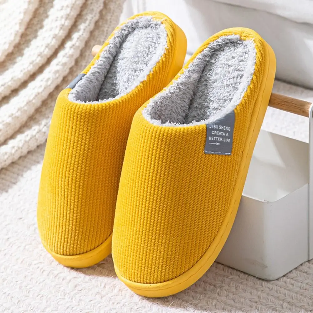 Anti-Slip Women's Stripe Cotton Slippers Comfortable Autumn And Winter Household Floor Slippers Soft Thick Bottom