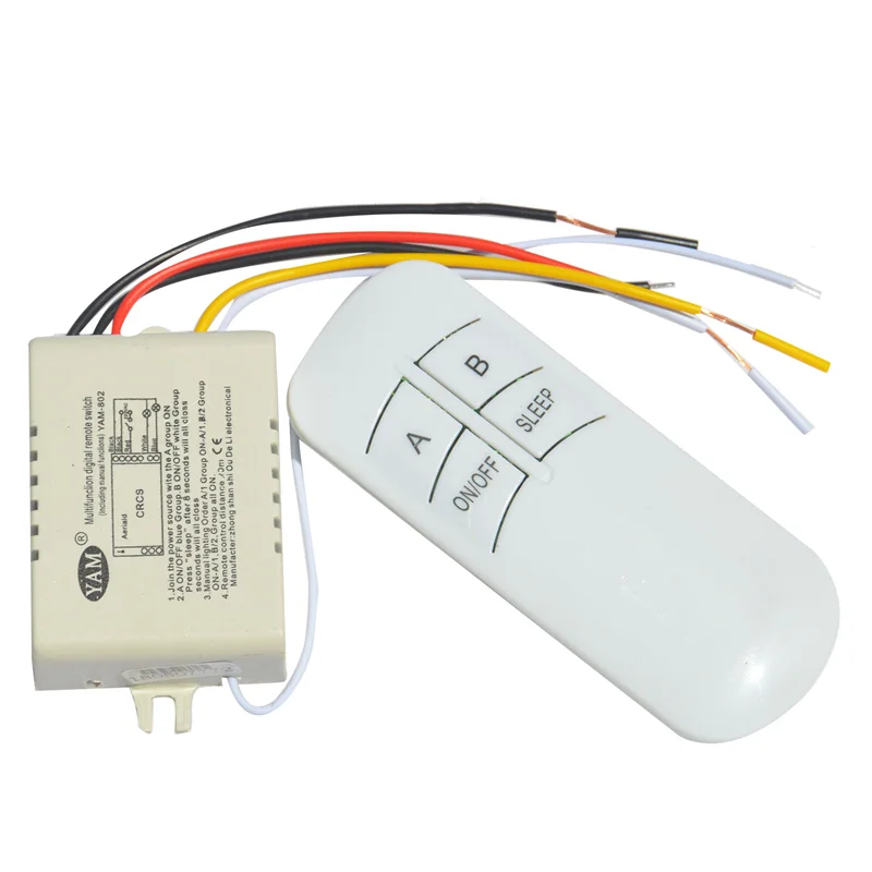 Wireless ON/OFF 2 Way 220V Lamp Remote Control Switch Receiver Transmitter Controller Lamp Home Replacements Parts