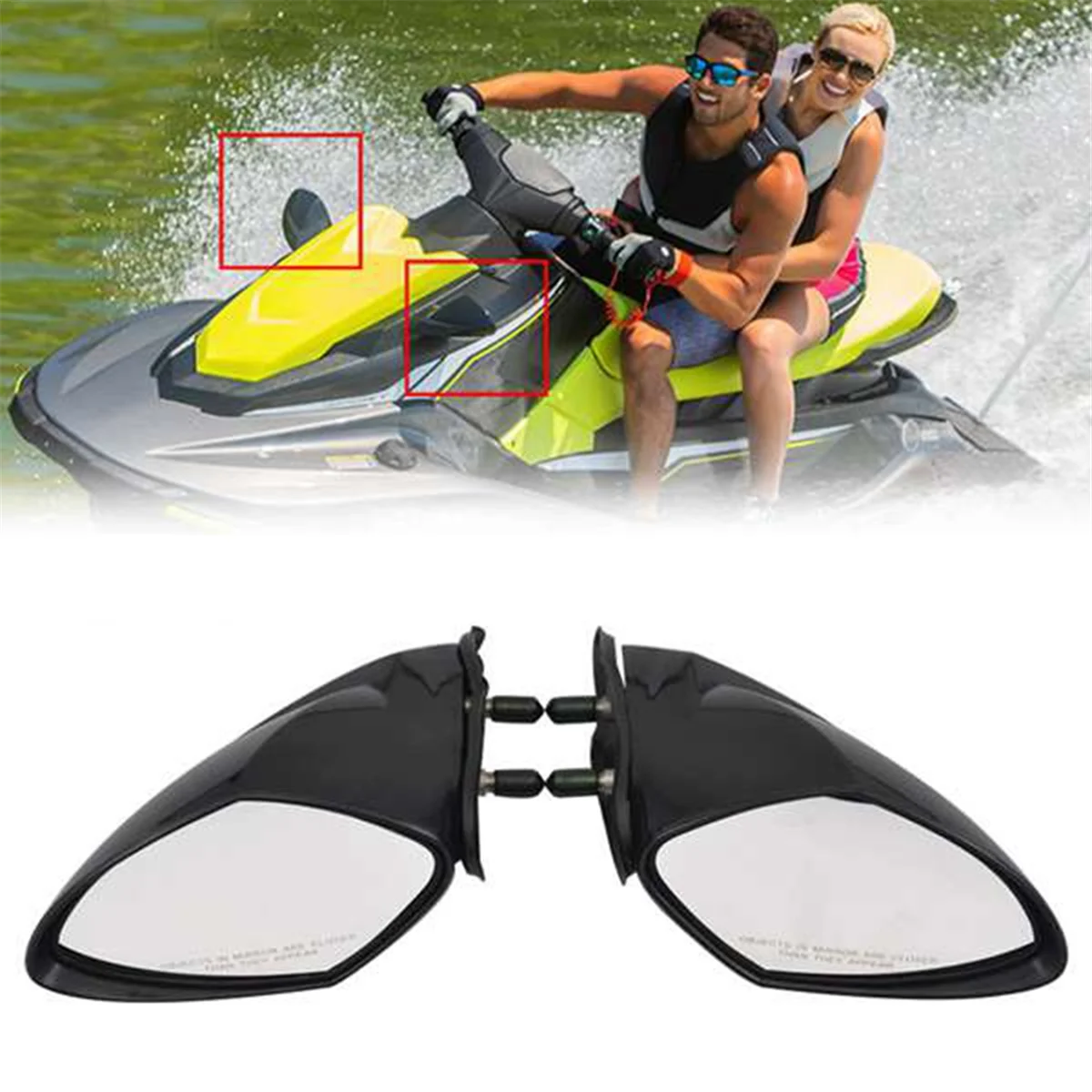

SCLS Motorboat Left Right Rearview Mirror Jet Ski Mirror Accessories for WaveRunner VX 110 Deluxe Sport Cruiser EX EX