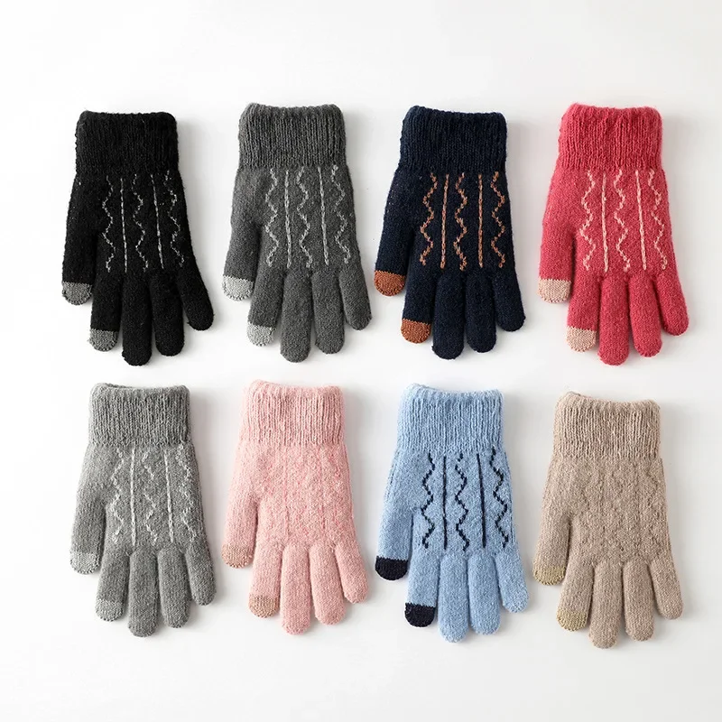 Paar warme Winter-Touchscreen-Handschuhe für Damen und Herren, klassische Strickhandschuhe, Handschuh, Outdoor, Radfahren, kältebeständig, winddicht