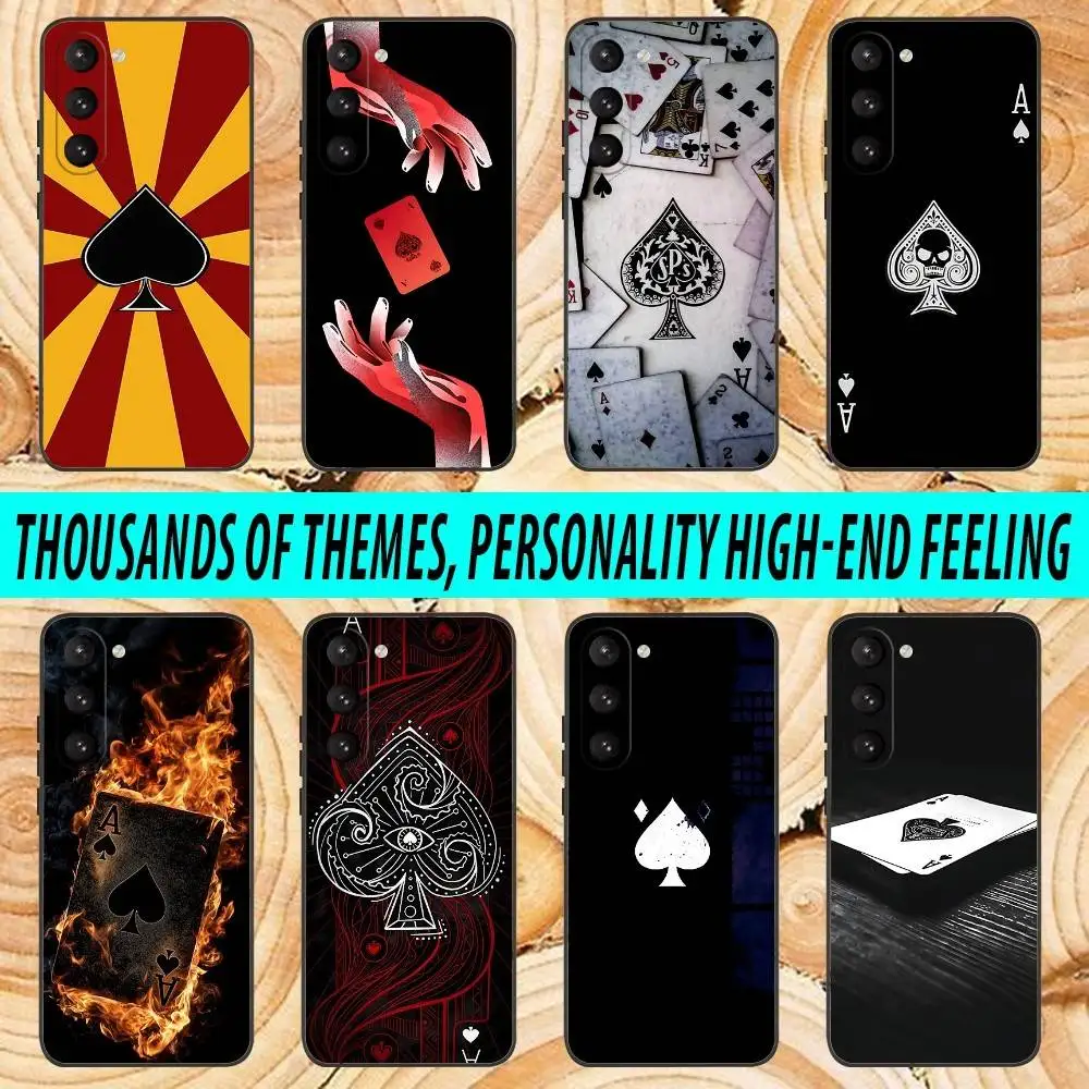 

Ace Spades Poker Card Phone Case For Samsung Galaxy A 91,80,73,72,71,53,52,51,22,5G Soft Black Cover