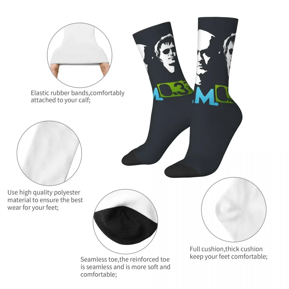 Funny Happy R E M Essential Chaussettes pour hommes, Rétro Harajuku, R.E.M Hip Hop Novelty Seamless Crew ELan Sock, Imprimé sur le site officiel