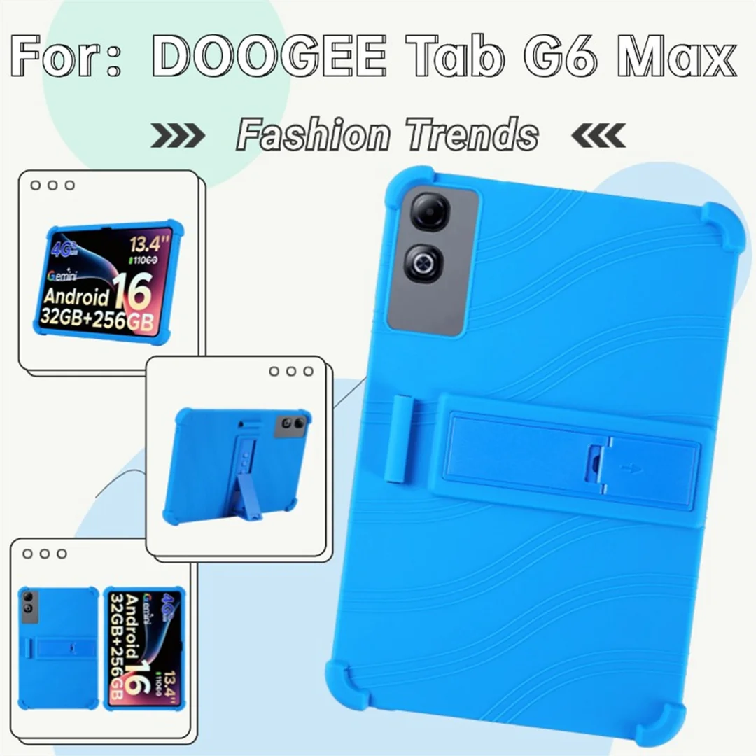 

Мягкий силиконовый чехол для планшета GOODTEL G6 Max 13,4 дюйма с подставкой, 4 утолщенных противоударных защитных элемента.