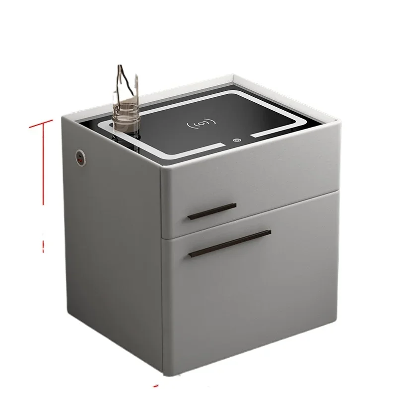 

Smart bedside table safe integrated simple modern wireless charging fingerprint lock solid wood bedroom bedside table safe