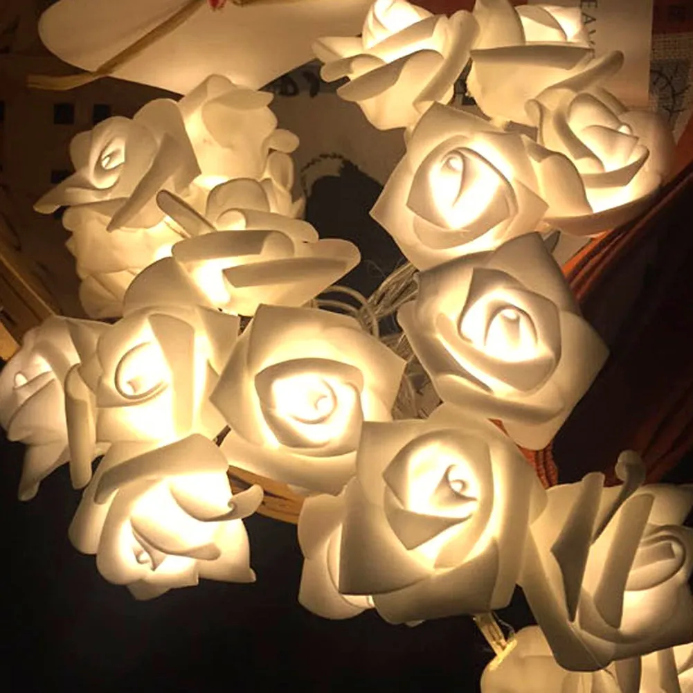 

10 LEDs Artificial Rose Flower LED Fairy String Light Battery Power Wedding Party Mother's Day Home Bedroom Decoration Lamp ﻿