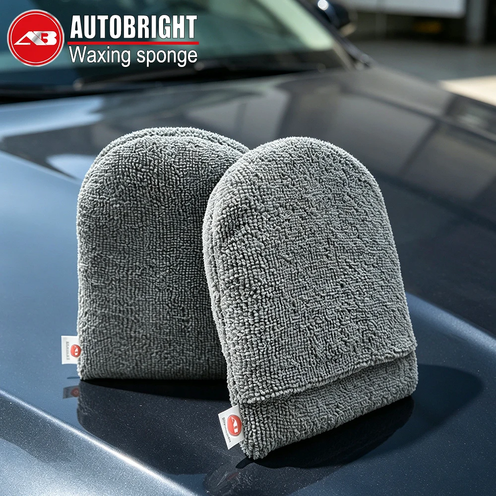 AUTOBRIGHT Car Polishing Wax Sponge Soft Microfiber Car Wax Applicator Mitts Foam Applicator Pad for Car Detailing Care Tool