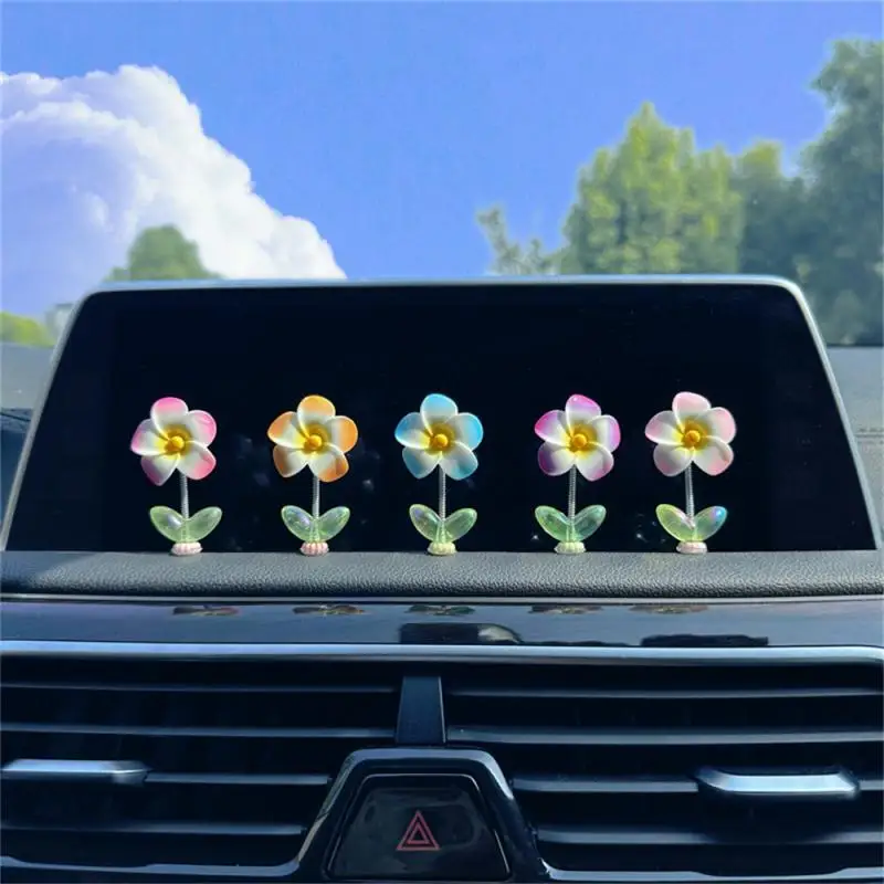 Creative Car Ornaments Shaking Head Cute Fresh Sunflower Center Console Rearview Mirror Ornaments Car Accessories Ladies Gifts